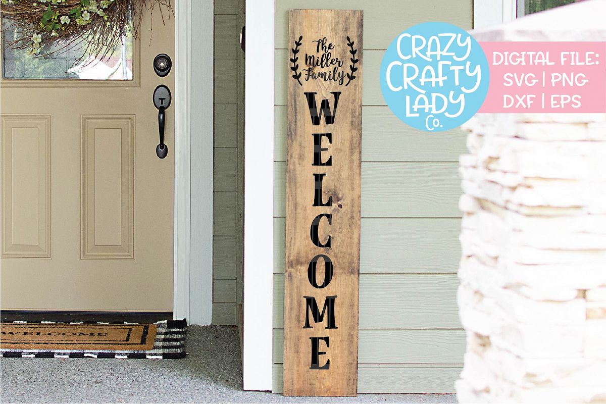 Welcome Porch Sign - Blank Laurel SVG DXF EPS PNG Cut File example image 1