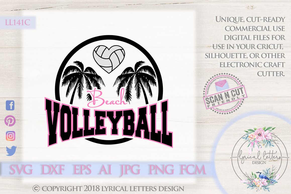 Beach Volleyball with Palm Trees SVG DXF FCM Cut File LL141C example image 1