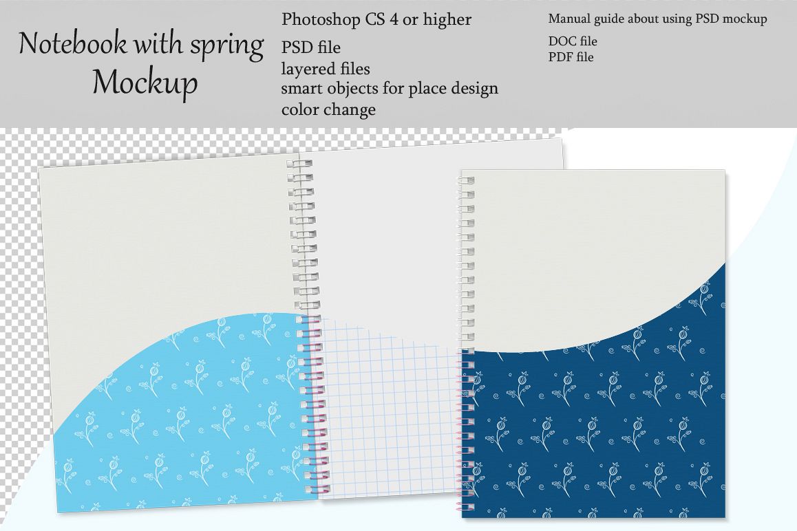 Notebook with spring mockup. Sketchbook mockup. example image 1