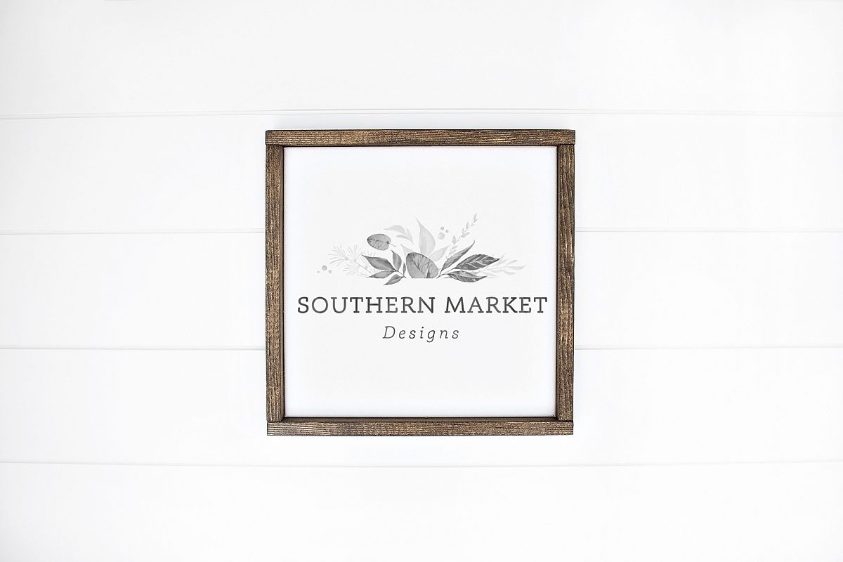 12x12 Wood Sign Mock Up Styled Stock Photo example image 1