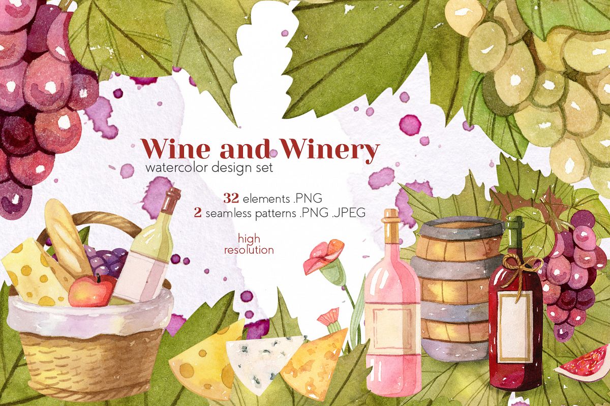 Watercolor Wine and Winery Collection example image 1
