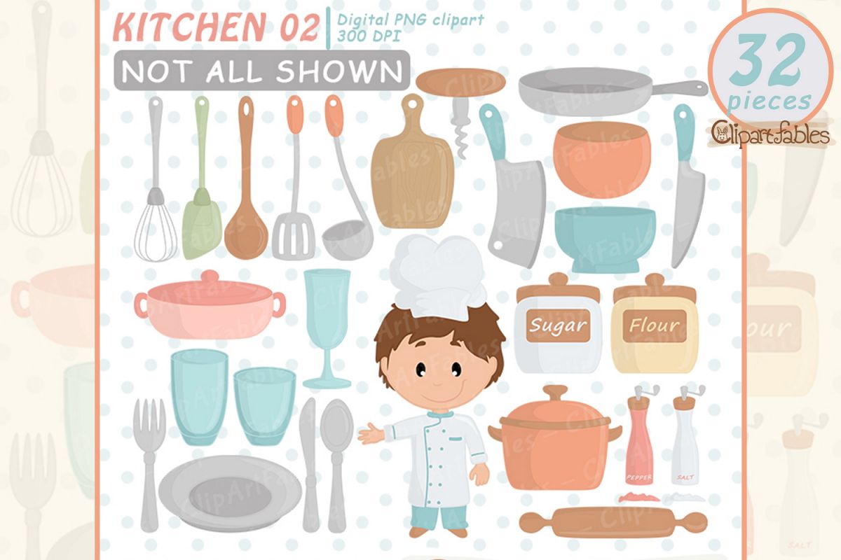Chef clipart, Kitchen aid, Cute kitchen party, Instant example image 1
