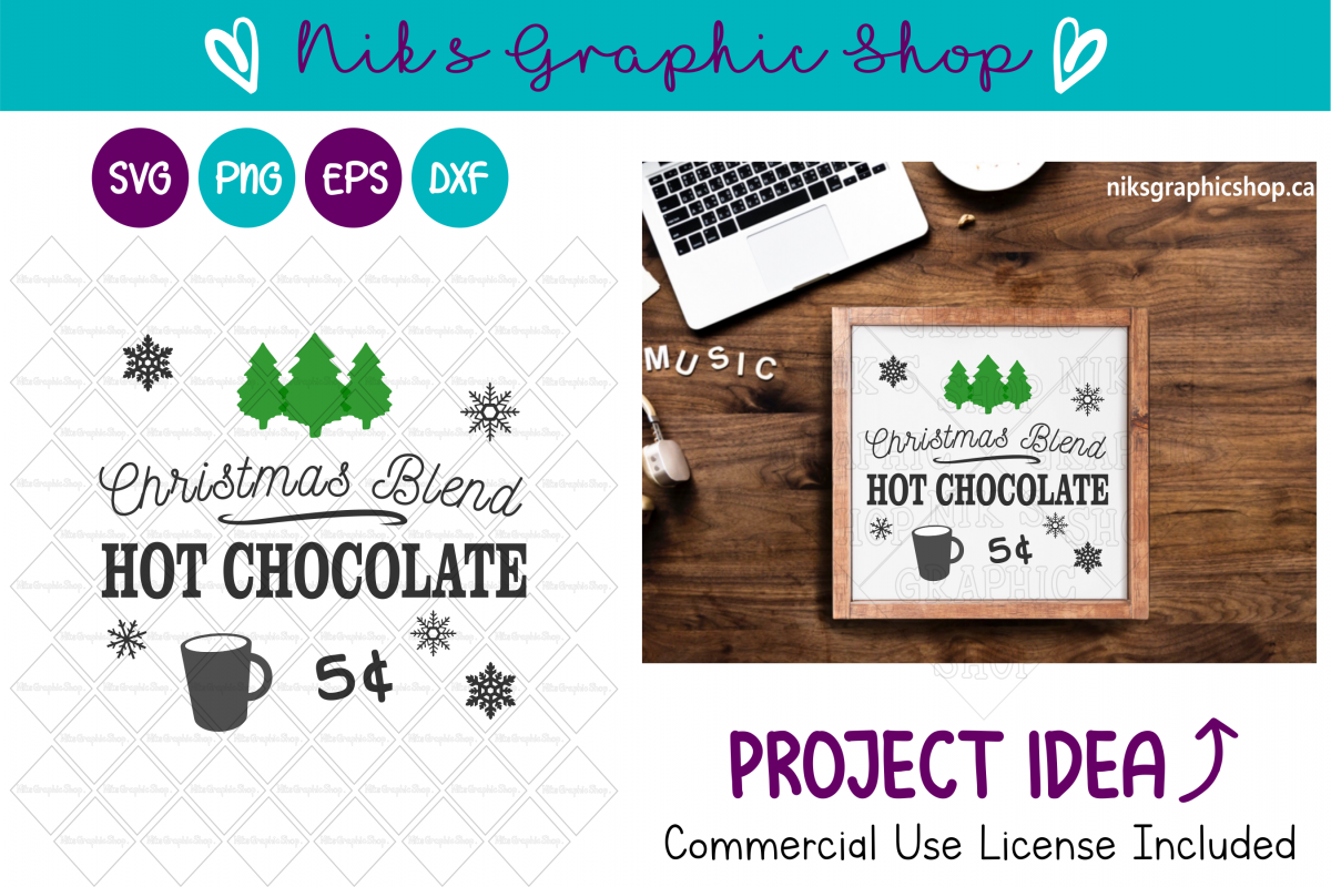 Hot Chocolate Svg, Hot Chocolate Sign Svg, Christmas Sign example image 1