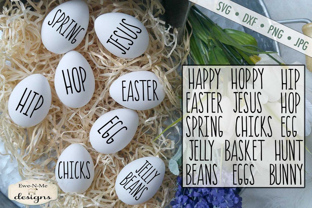 Thin Line Easter Word Bundle Rae Dunn Inspired SVG DXF example image 1