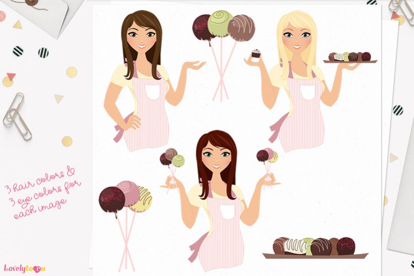 Woman chocolatier character clip art L129 Zara example image 1