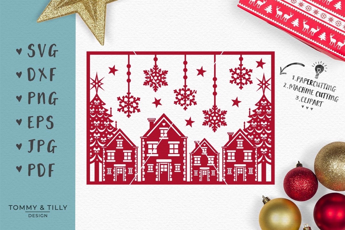 Download Christmas Scene - SVG EPS DXF PNG PDF JPG Cut File