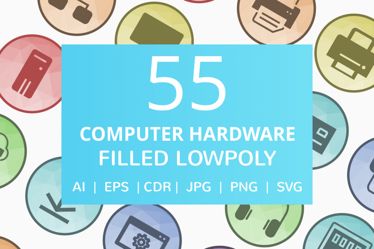 55 Computer & hardware Filled Low Poly Icons example image 1