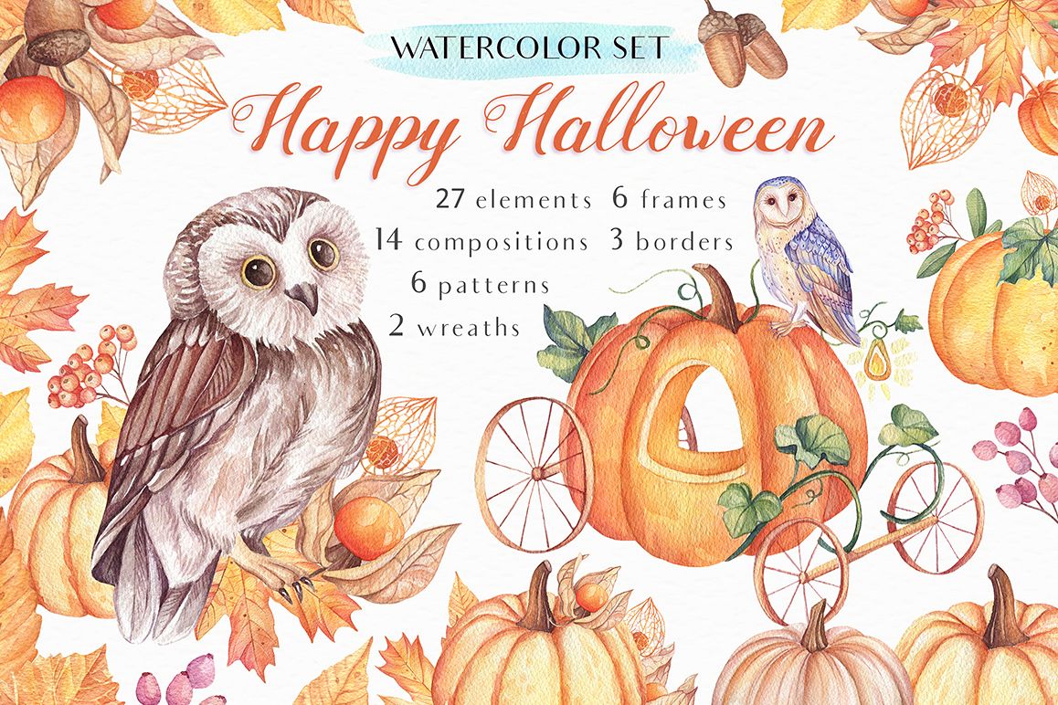 Happy Halloween - Watercolor Set example image 1