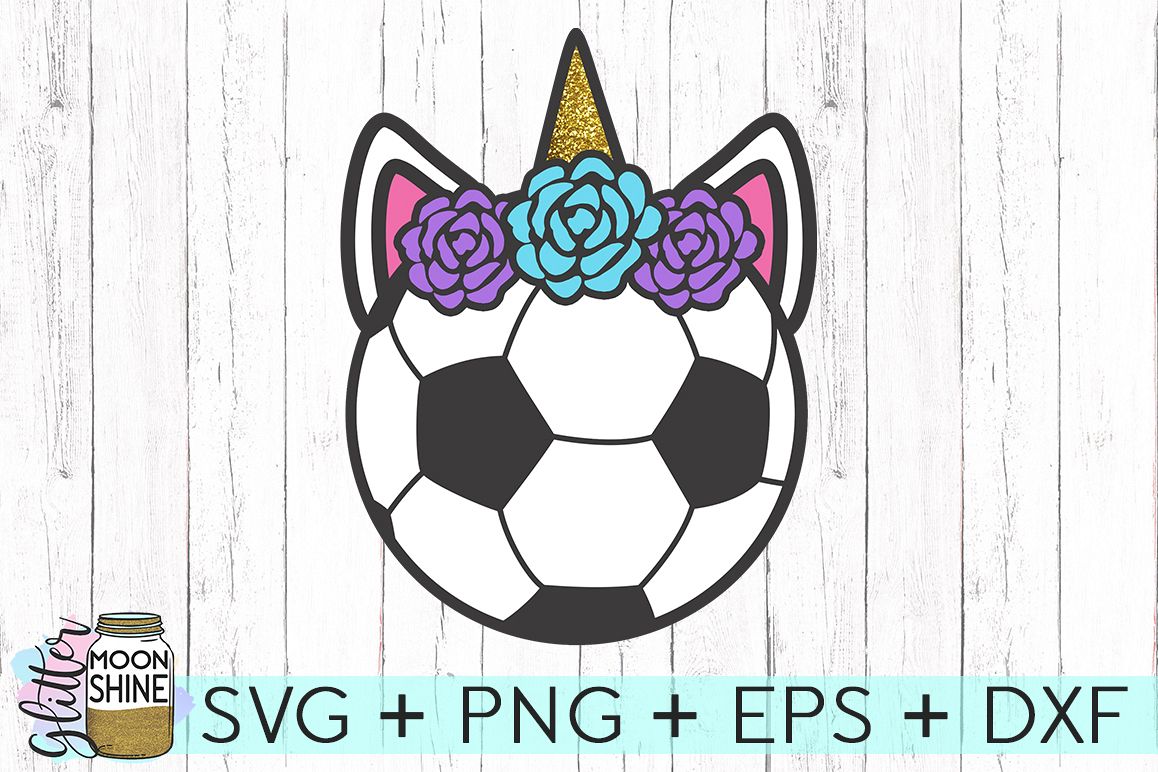 Soccer Ball Unicorn SVG DXF PNG EPS Cutting Files example image 1