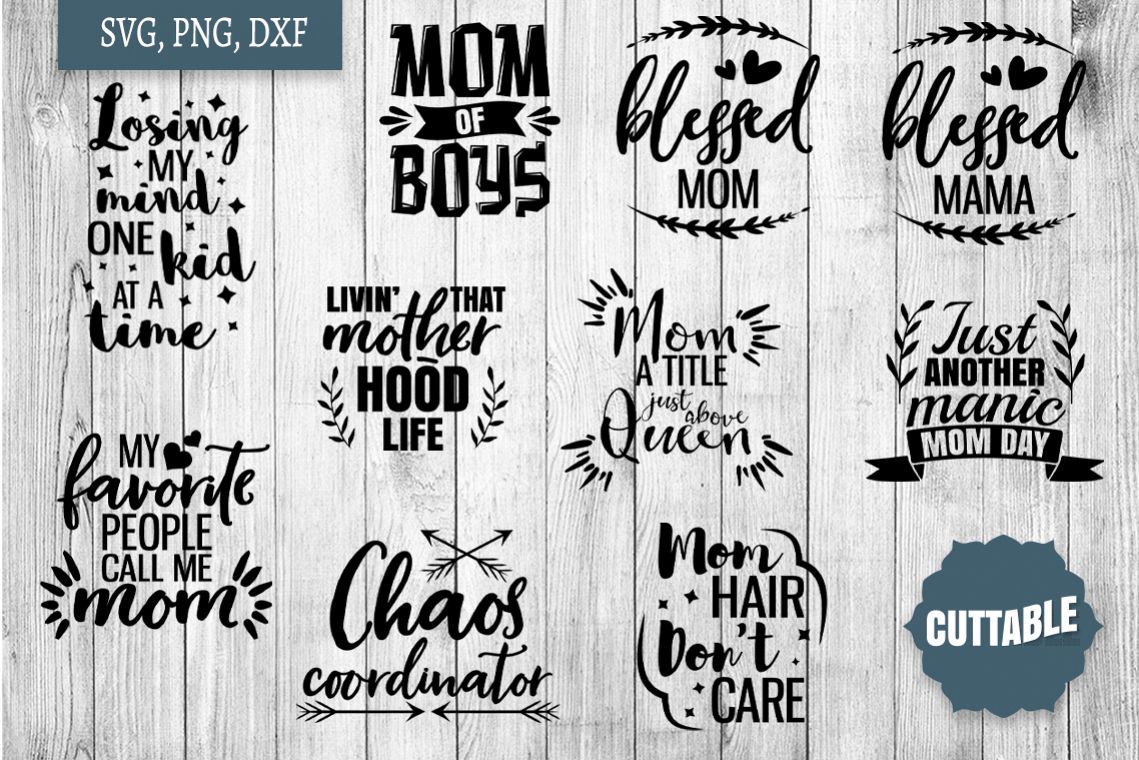 Mom cut files, Mom life SVG, Blessed Mom cut file Bundle example image 1