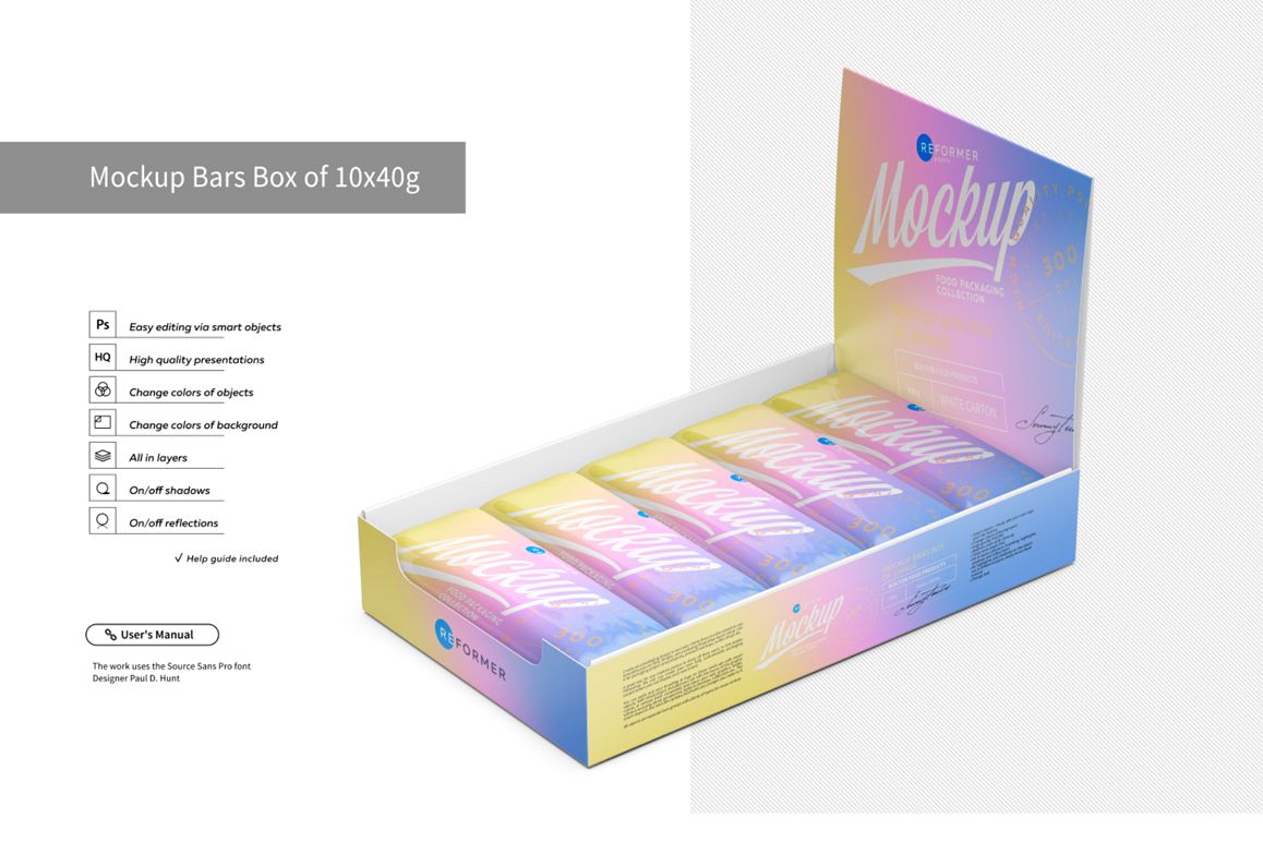 Mockup Bars Box of 10x40g example image 1