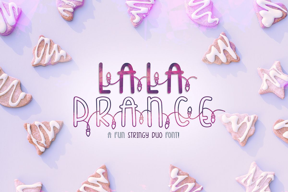 Lala Prance | A fun stringy duo font | Lighted Font example image 1