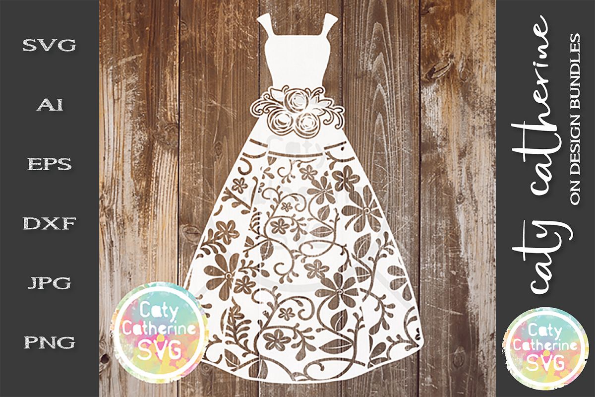 Bride Dress Gown Wedding SVG Bouquet example image 1