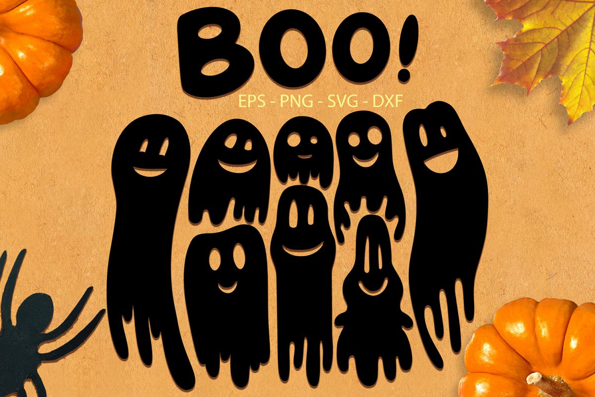 Ghosts svg png dxf eps - Halloween Ghosts Collection example image 1