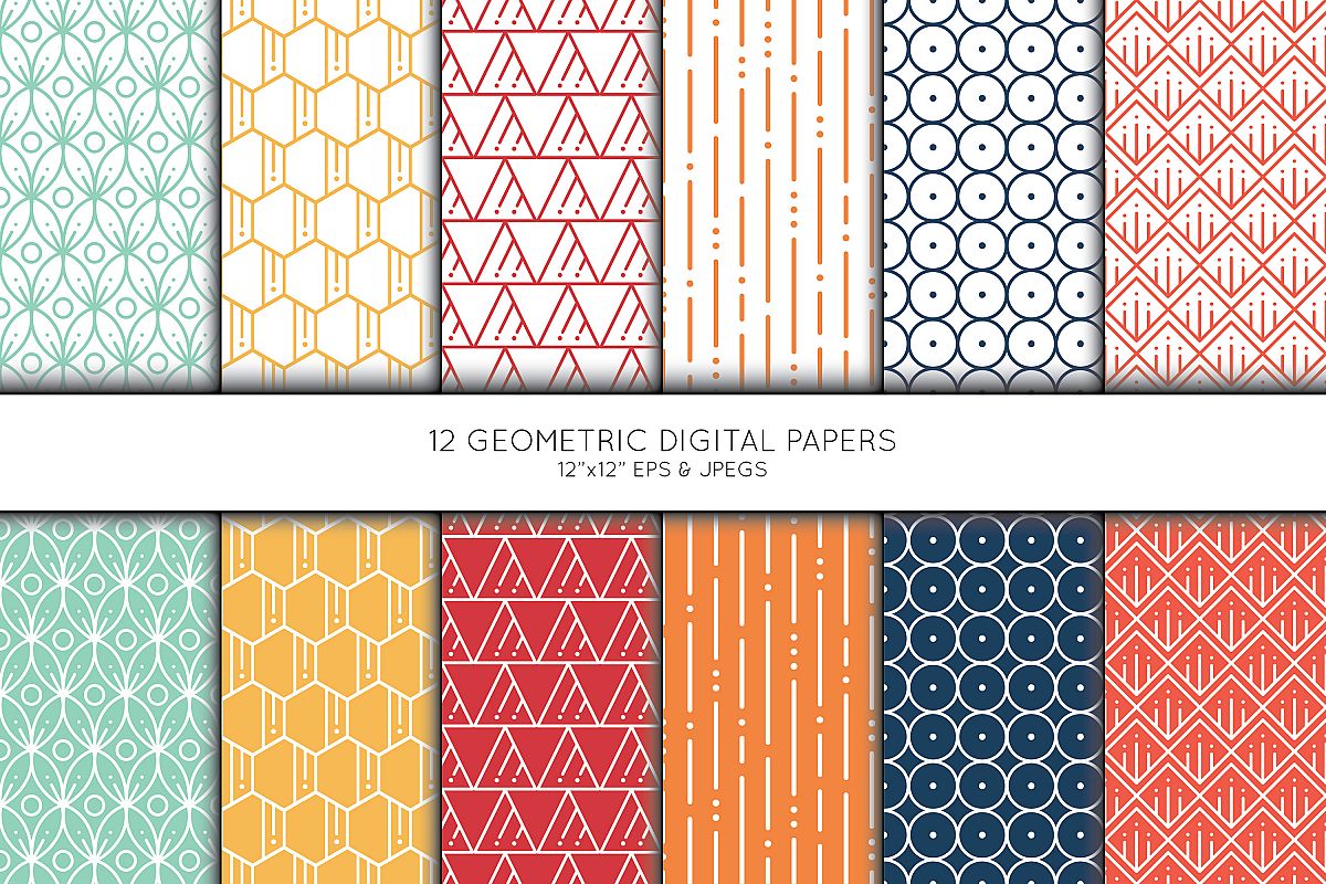Geometric Digital Paper, Seamless pattern, Scrapbook paper