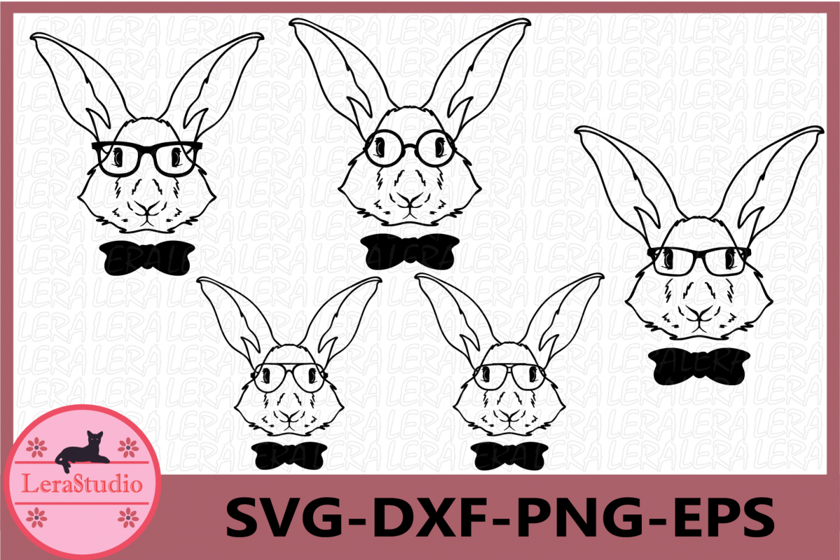 Happy Easter Svg, Bunny Svg, Glasses Svg, Boy Bunny SVG example image 1