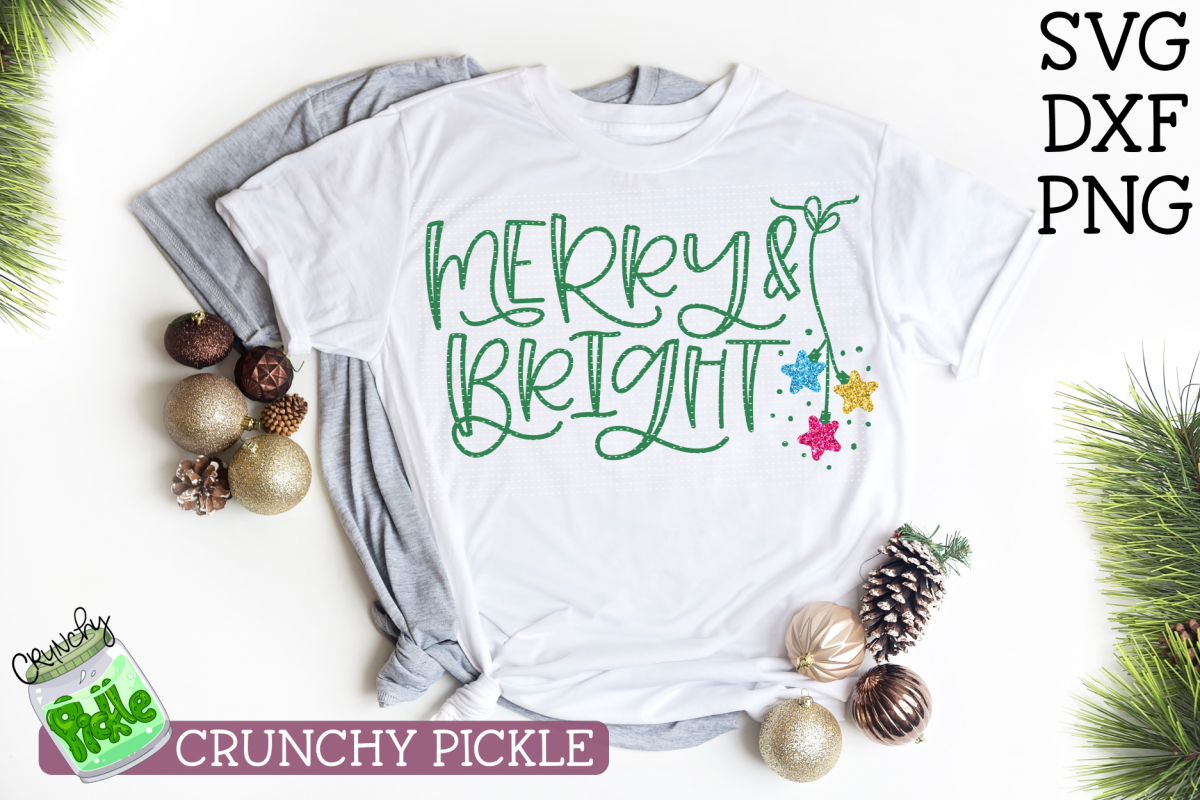 Merry & Bright Christmas SVG example image 1