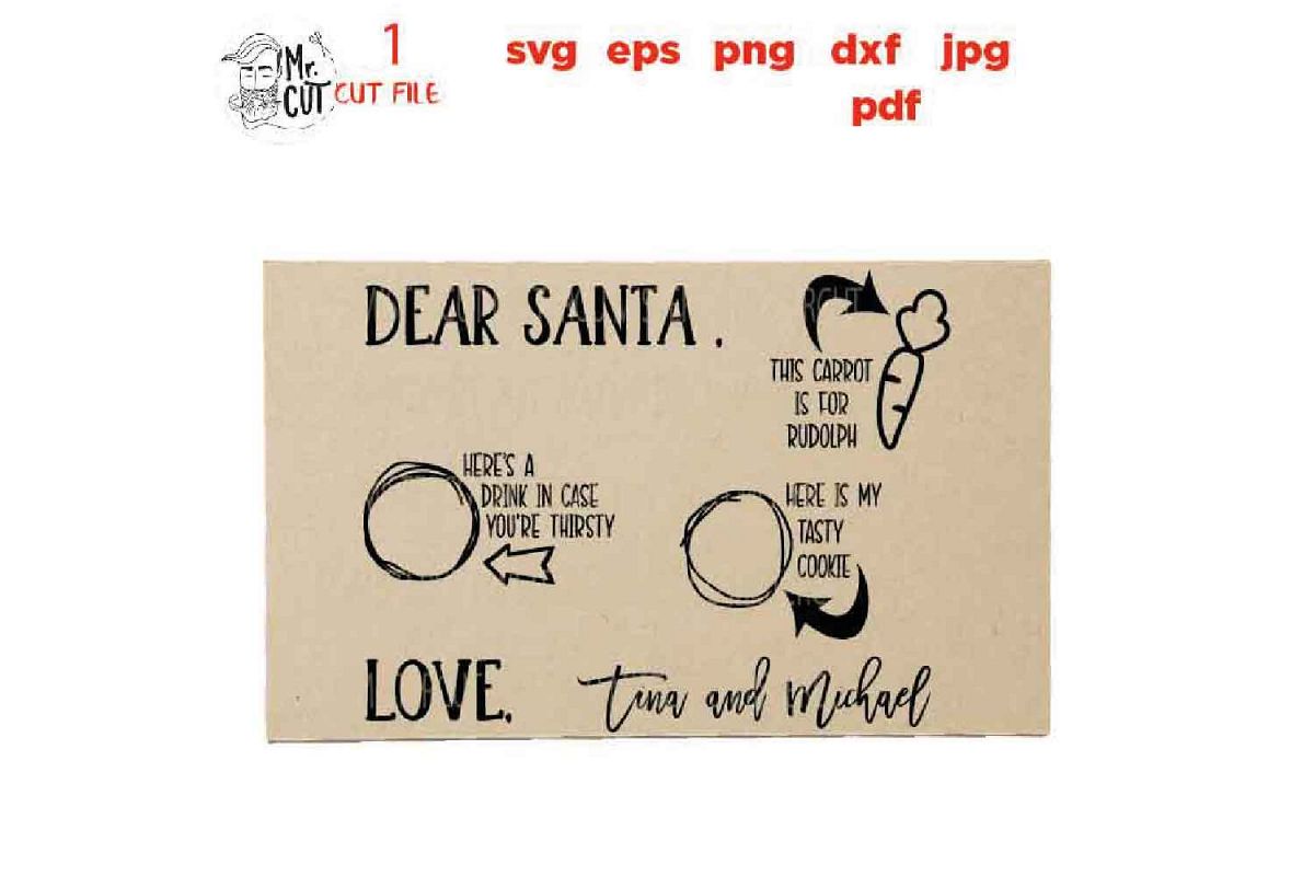 Download Christmas Santa Tray SVG, Santa Cookies and Milk Doodle Cut