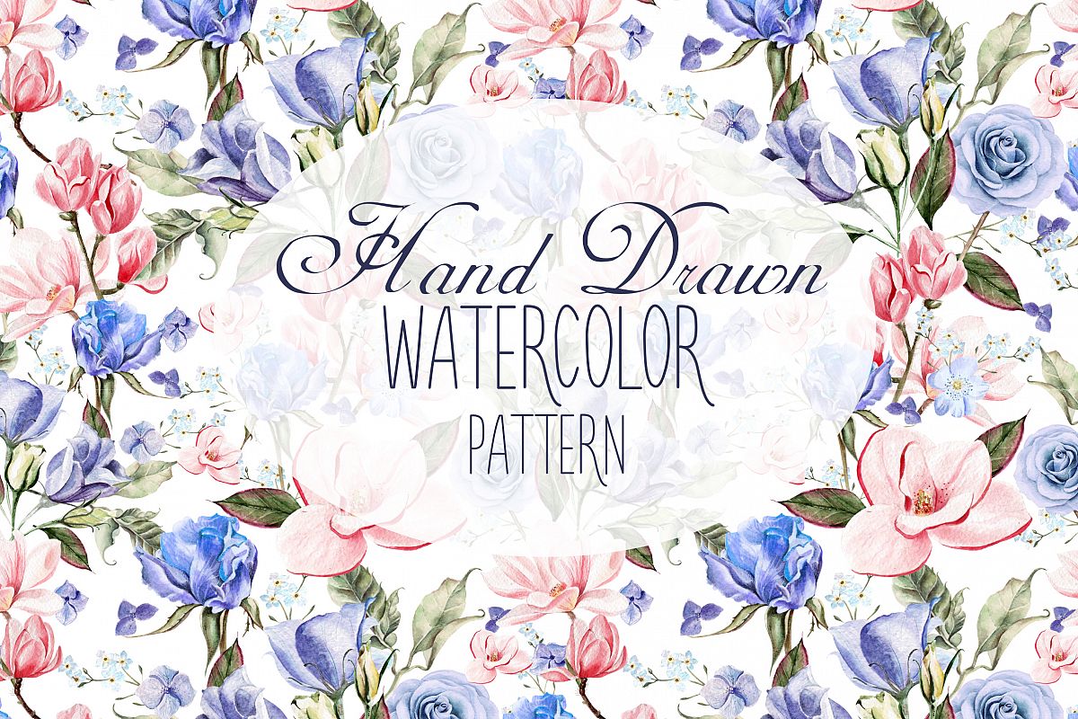 7 Hand Drawn Watercolor PATTERNS example image 1