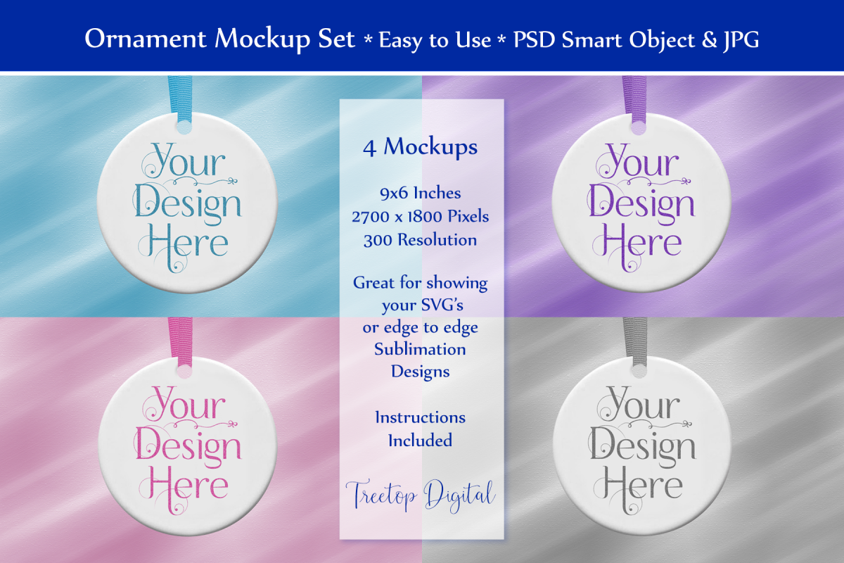 Christmas Ornament Mockup Set, PSD Smart Object & JPG example image 1