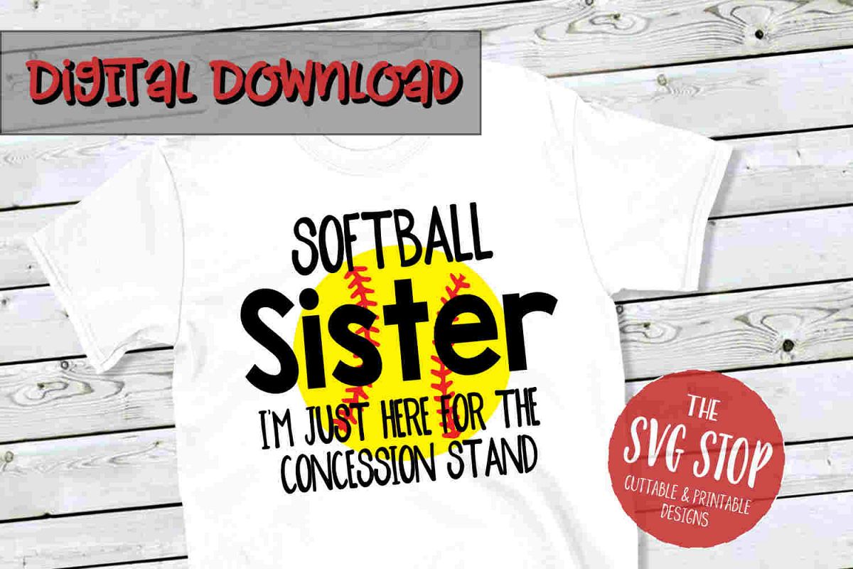 Softball Sister -SVG, PNG, DXF example image 1