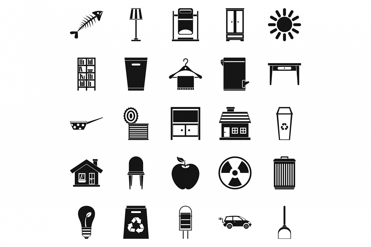 Cleaning icons set, simple style example image 1