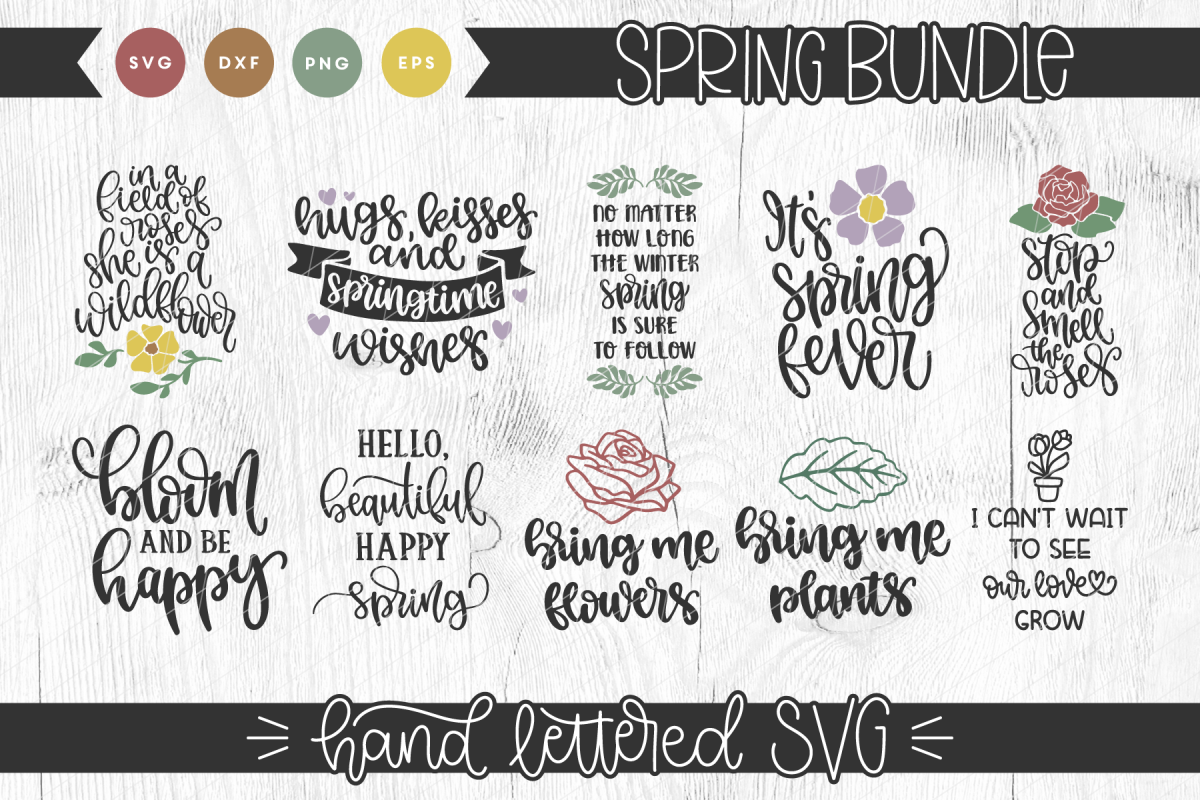 Spring Hand Lettered SVG Bundle example image 1