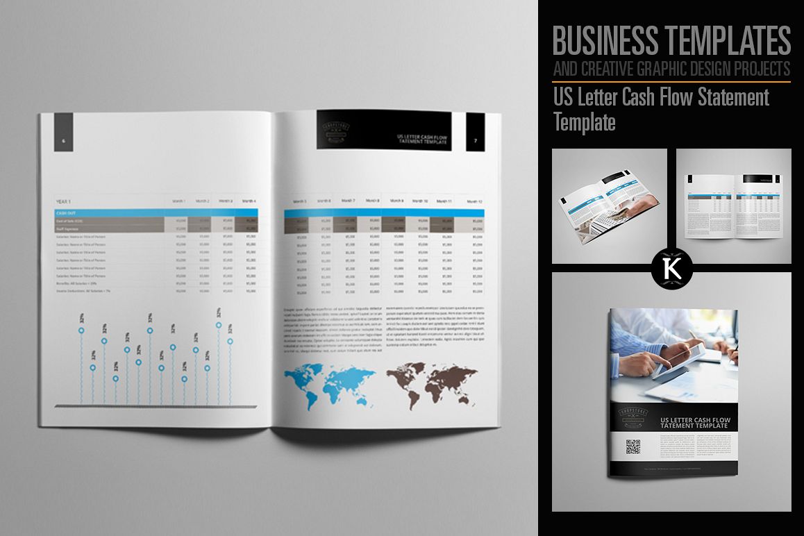 US Letter Cash Flow Statement Template example image 1