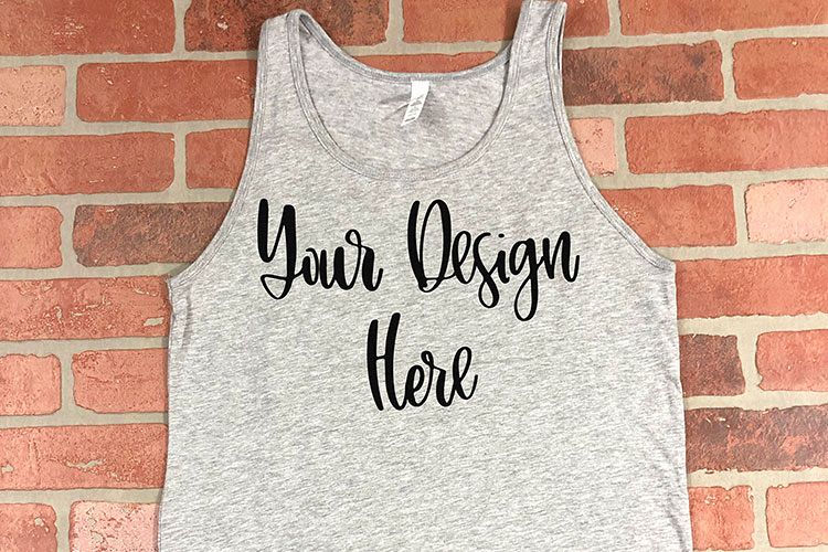 Bella 3480 Athletic Heather Grey Tank Top Mockup Photo example image 1