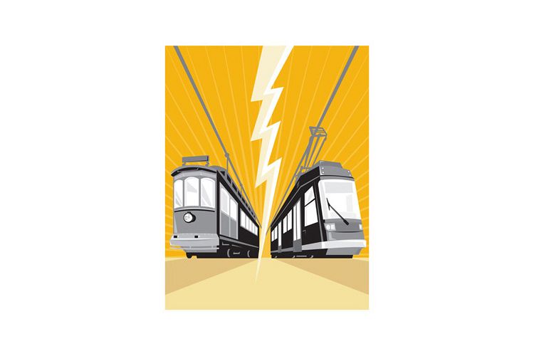 Vintage and Modern Streetcar Tram Train example image 1