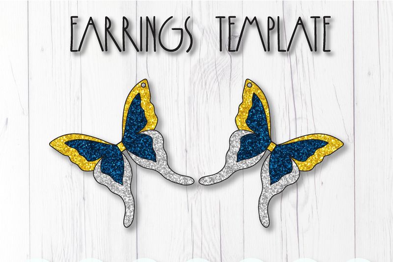 Butterfly earrings template SVG, DIY earrings template example image 1