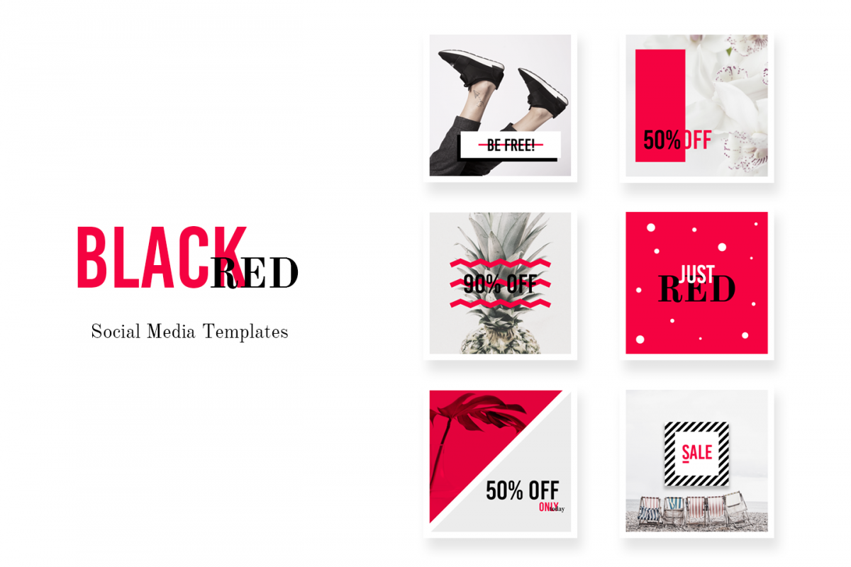 Social Media pack - BlackRed example image 1