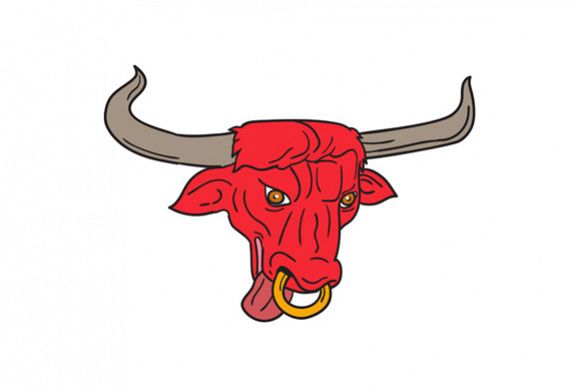 Texas Longhorn Red Bull Drawing example image 1