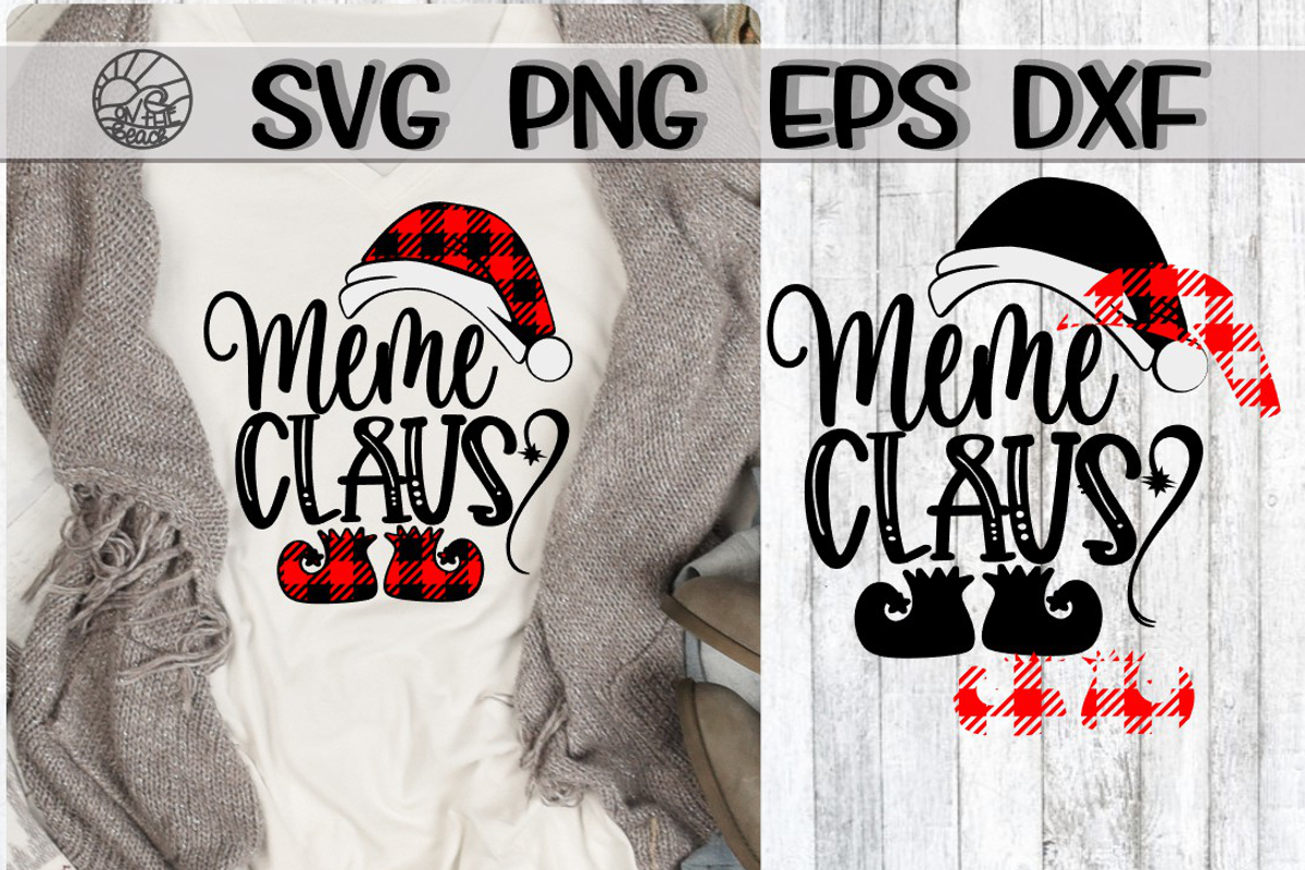 Meme Claus - Buffalo Plaid - SVG PNG EPS DXF example image 1