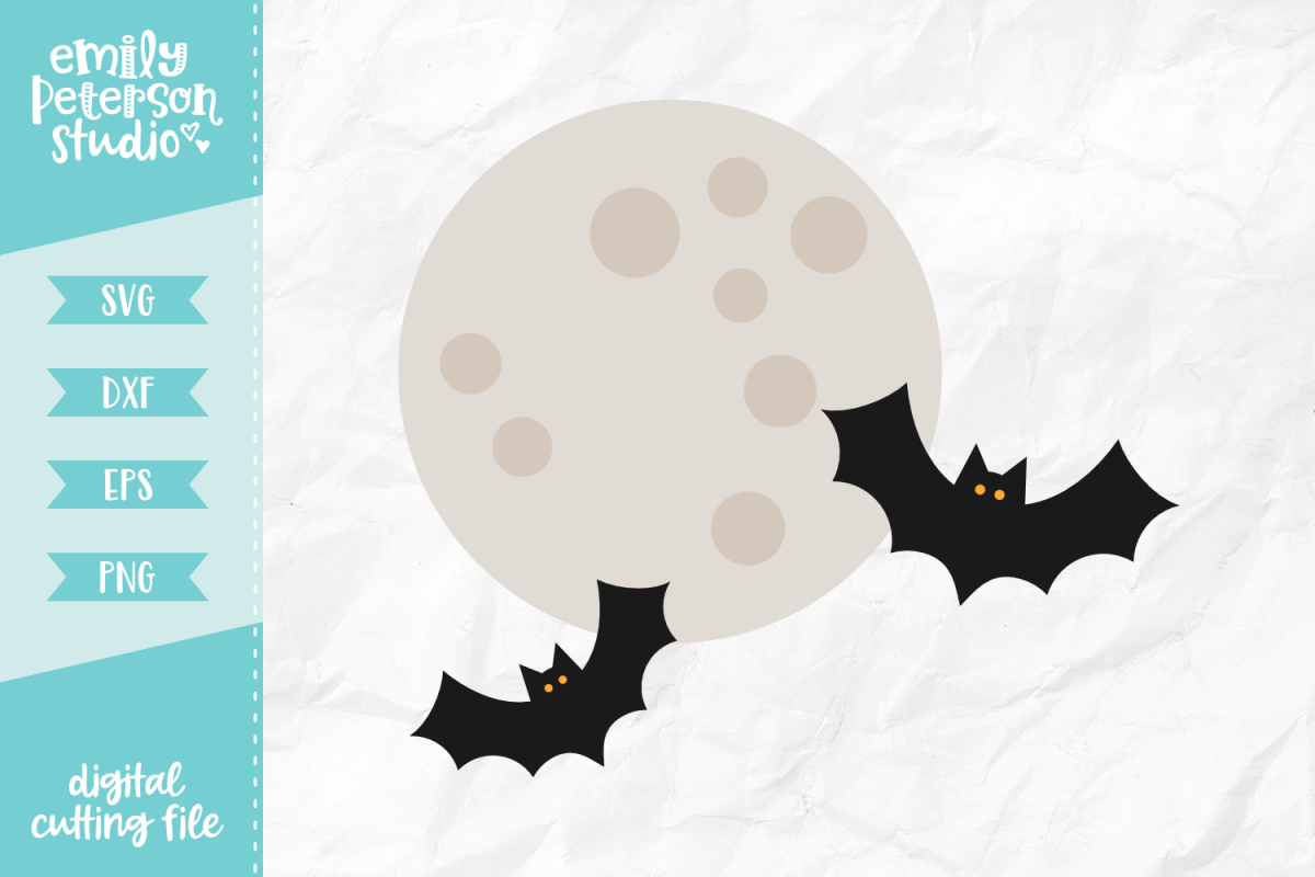 Bat Moon SVG DXF EPS PNG example image 1