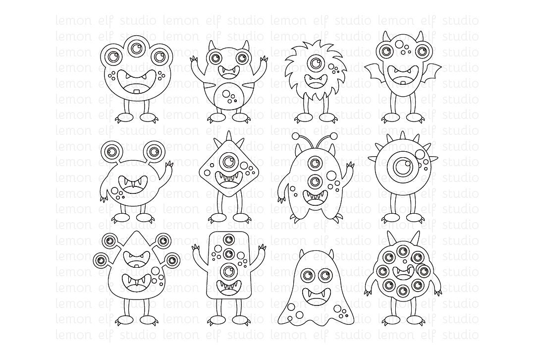 Silly Monsters-Digital Stamp (LES.DS03) example image 1