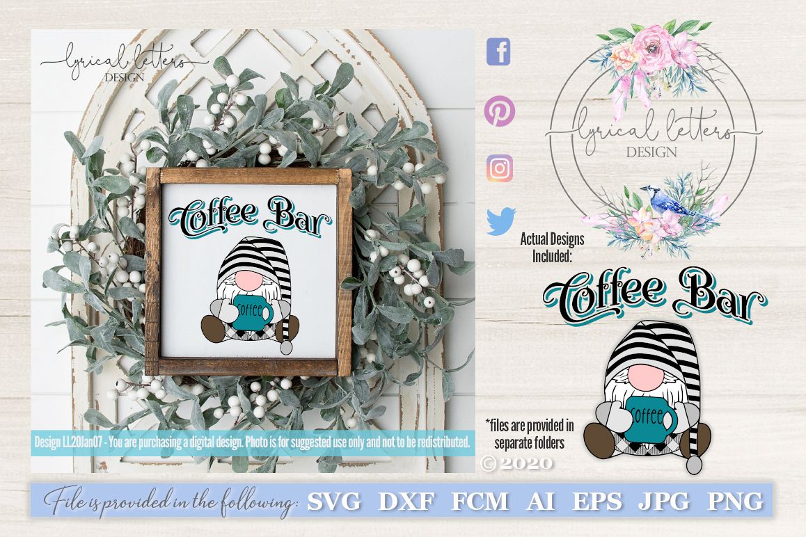 Download Coffee Gnome and Coffee Bar SVG Cut File LL20Jan07