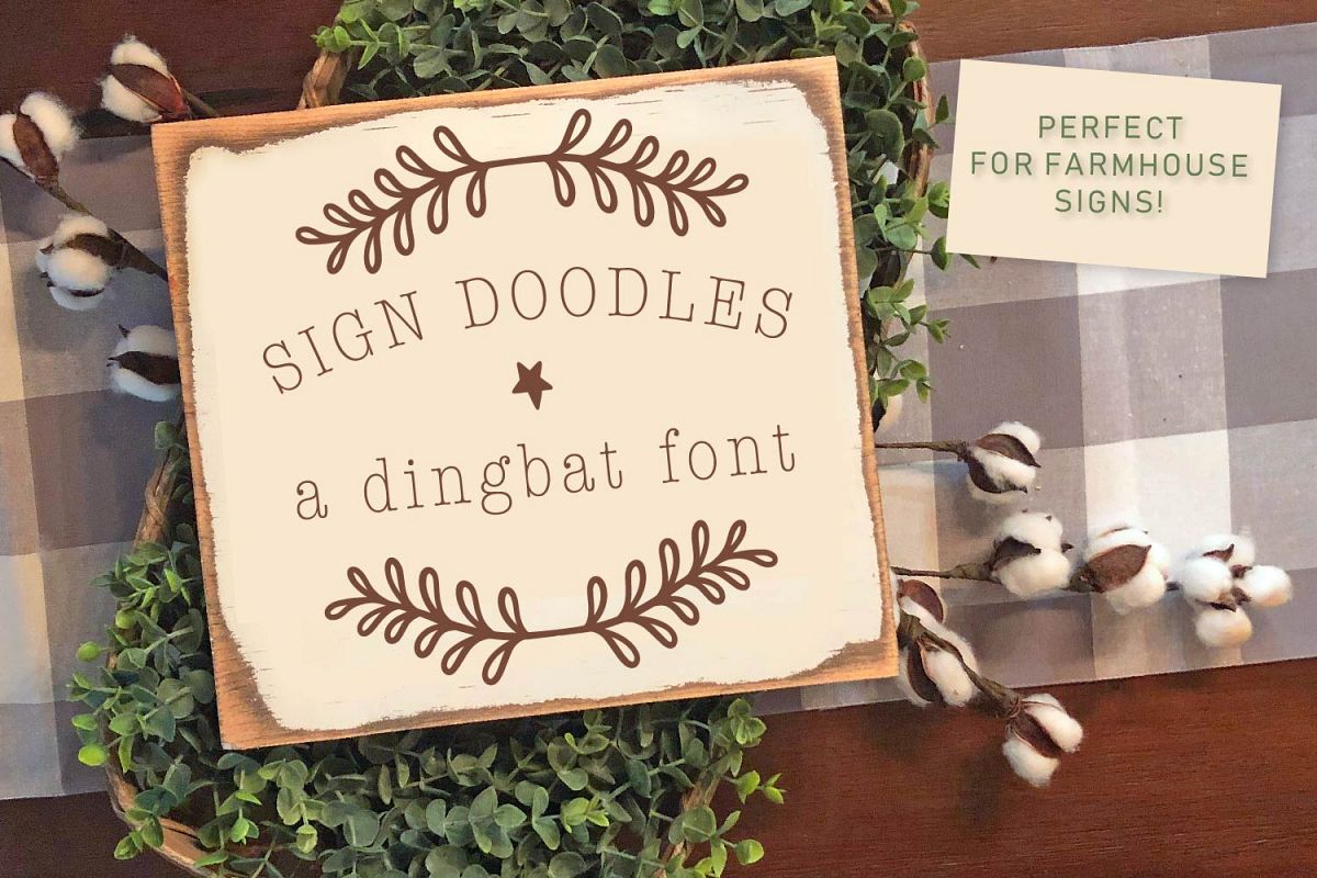 Sign Doodles - A Dingbat Font - Great For Farmhouse Signs! example image 1
