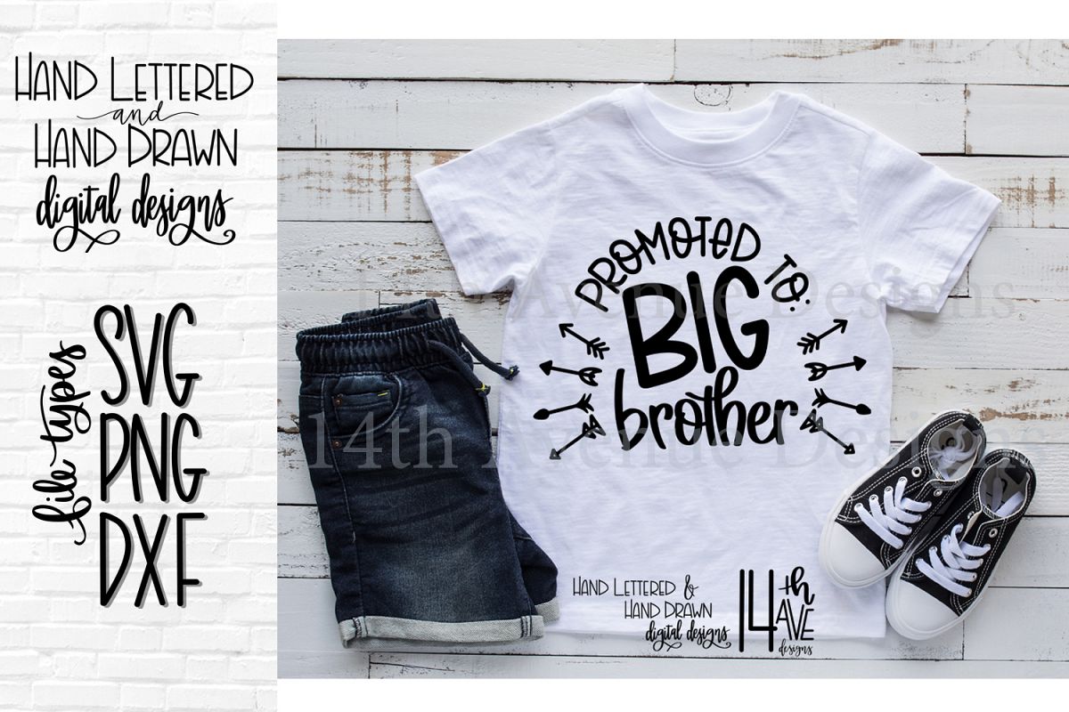 Promoted To Big Brother SVG, Hand Lettered, Big Brother, P example image 1