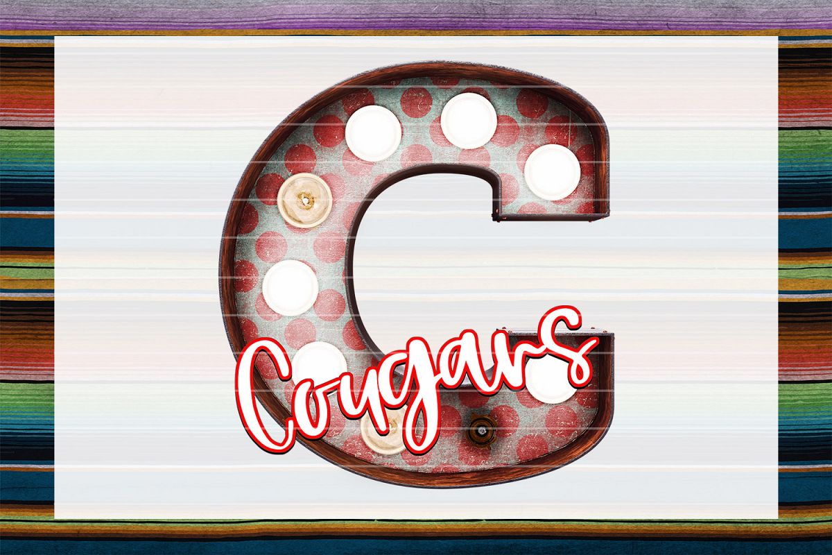 Cougars Red & Blue Marquee Sublimation PNG example image 1