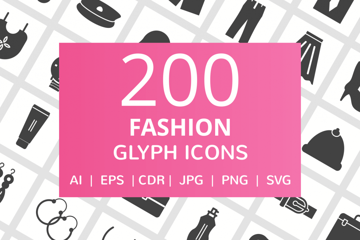 200 Fashion Glyph Icons example image 1