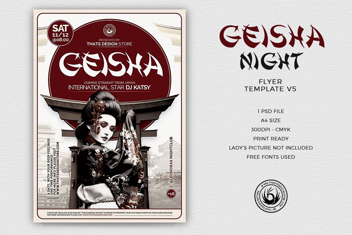 Geisha Night Flyer Template V5 example image 1