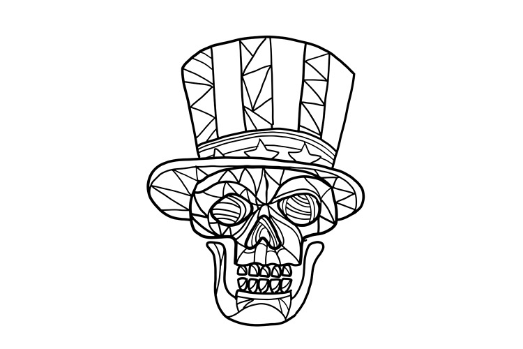Skull Uncle Sam Black and White Mosaic example image 1