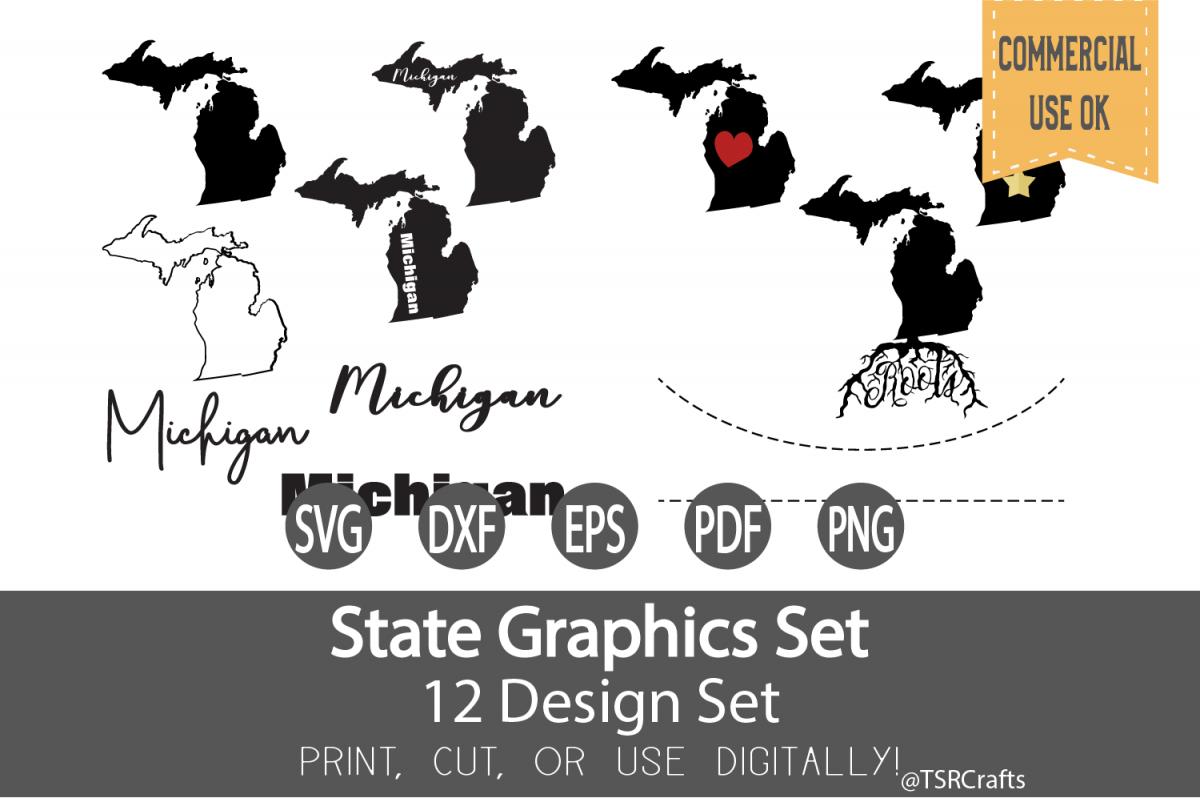 Michigan State Graphics Set - Clip Art and Digital Cut example image 1