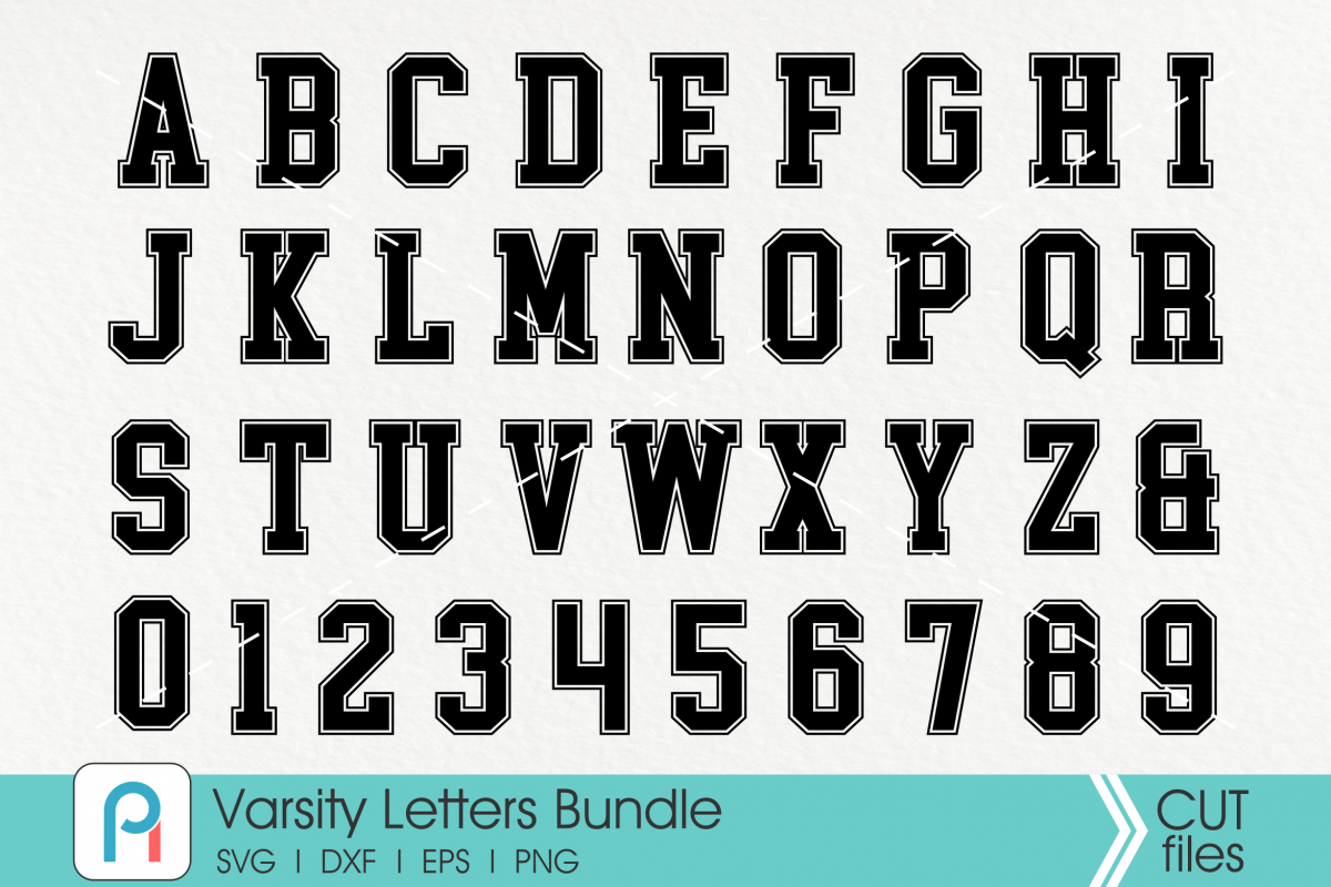 Varsity Font Svg, Varsity Letter Svg, Varsity Alphabet Svg example image 1