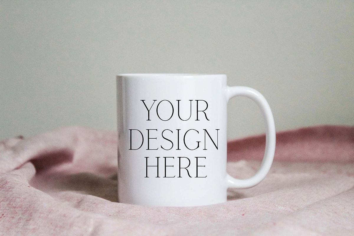 Pink Linens 11 Ounce Mug Mockup example image 1