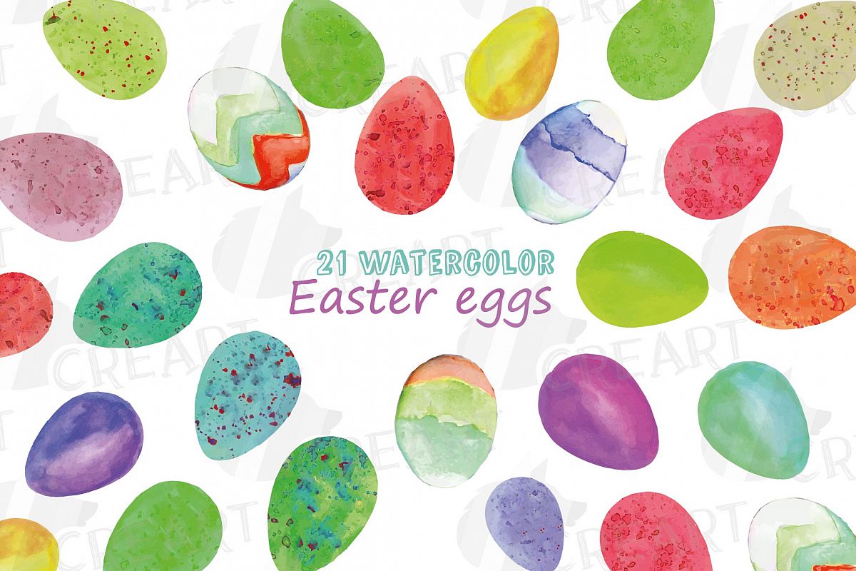 Download Watercolor Easter eggs colorful clip art pack (214561 ...