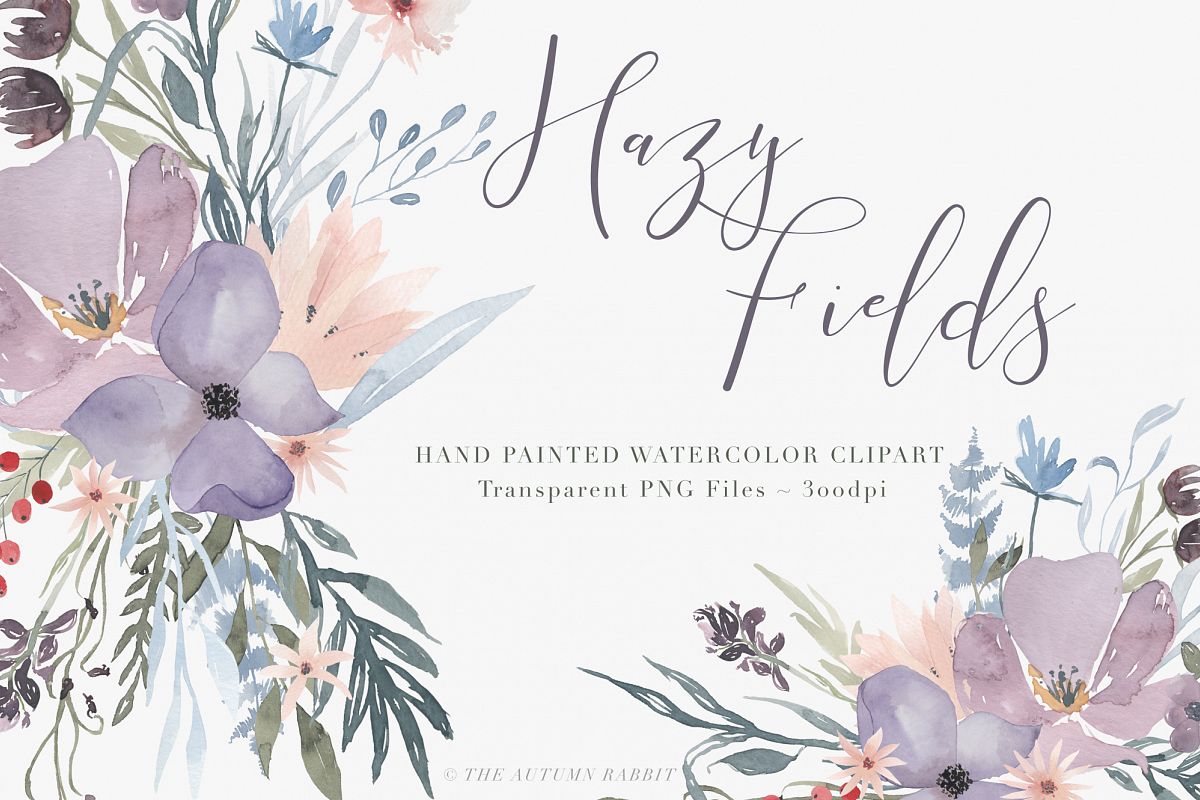 Watercolor Floral Clipart - Hazy Fields example image 1