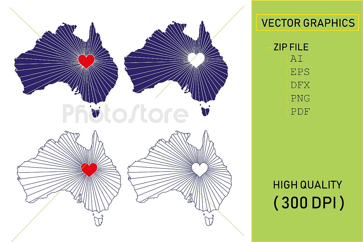 I Love Australia, Country Map Silhouette example image 1