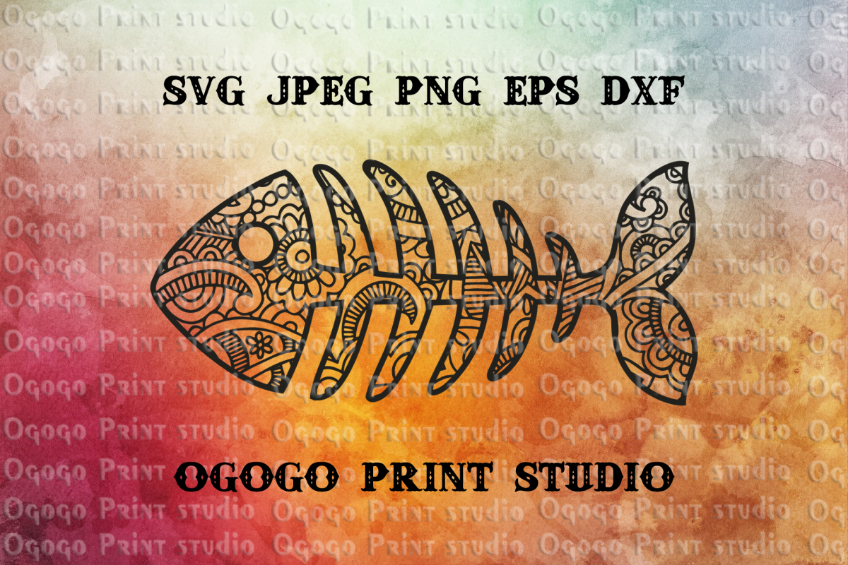 Download Fish Bones svg, Mandala svg, Fishing svg, Zentangle SVG